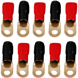 Absolute USA GRT00100 1/0 Gauge Crimp Ring Terminals Connectors 100-Pack (Red Black)