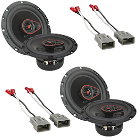 2 Pair CERWIN-VEGA 3-Way Coaxial Speakers (6.5", 340 Watts max) + Harness For Honda