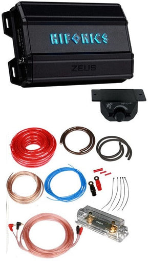 Hifonics ZD-1350.1D 1350 Watt Mono Amplifier 1 Ohm Car Audio Class-D Amp + 4 Gauge Amp Kit