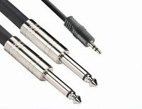 MR DJ CEQY12 12FT 3.5mm (1/8") TRS Stereo to Dual 1/4" TS Mono Audio Cable