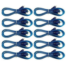 Ten 20' Absolute Neon Blue Series RCA Audio Cable