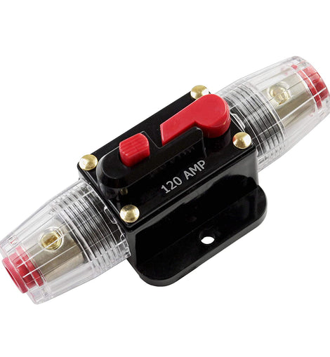 Absolute ICB120 4/8 AWG 120 Amp in-line Circuit Breaker with Manual Reset with Manual Reset Car Auto Marine Boat Stereo