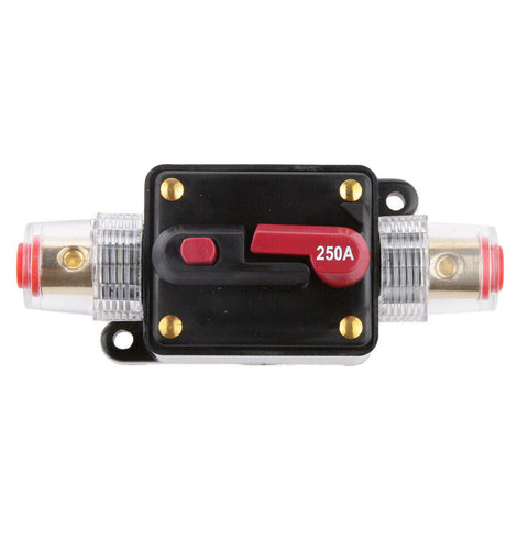 Absolute ICB250 4/8 AWG 250 Amp in-line Circuit Breaker with Manual Reset Car Auto Marine Boat Stereo