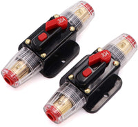 2 Absolute ICB30 30 Amp Circuit Breaker 4/8 AWG Inline Manual Reset Fuse Holder