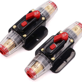 2 Absolute ICB30 30 Amp Circuit Breaker 4/8 AWG Inline Manual Reset Fuse Holder