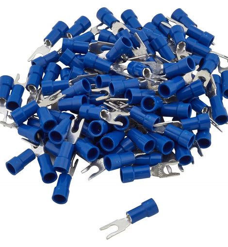 Install Bay 3MBVST8 3M™ Blue Vinyl Spade Terminal 16-14 Gauge #8 Pkg of 100