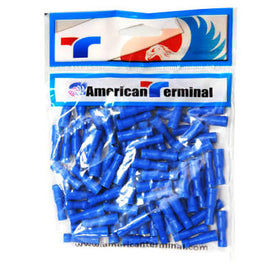 American Terminal E-BVLFBV100 14/16 Gauge Female Vinyl Solderless Crimp Bullet Plug Connectors, Blue