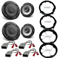 2 Kenwood KFC1666S + Front & Rear Speaker Adapters + Harness For Select Honda and Acura Vehicles