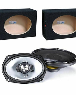 Kenwood KFC-6966S 6x9" 400-Watt 4-ohm Sport Series 3-Way Speakers + 6x9" Square MDF Black Carpet Box