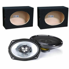 Kenwood KFC-6966S 6x9" 400-Watt 4-ohm Sport Series 3-Way Speakers + 6x9" Square MDF Black Carpet Box