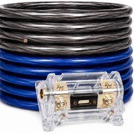Absolute KIT025BKBL 0 Gauge 50' Black/Blue Power/Ground Wire Amplifier Amp Kit
