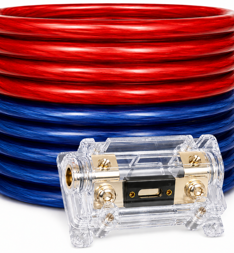 DC Sound CKIT025RBL 0 Gauge 50' Red/Blue Power/Ground Wire Amplifier Amp Kit