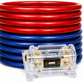 AT TKIT025RBL 0 Gauge 50' Red/Blue Power/Ground Wire Amplifier Amp Kit