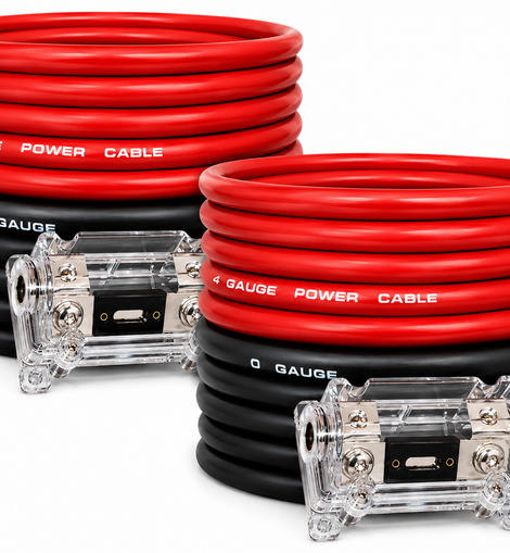 2 Absolute KIT0-50 0 Gauge 50 Feet ( 25ft Red & 25 Black ) Amplifier Install Wiring 6000W Amp Kit