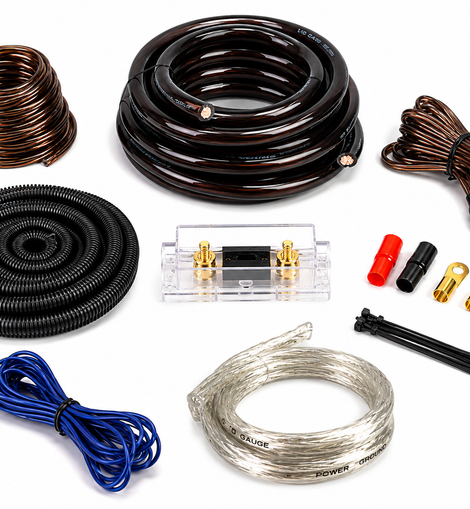 Absolute KIT0BK Complete 0 Gauge Black Amp Kit with RCA Interconnect Cable Black