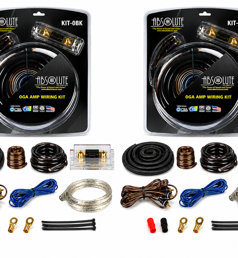 2 Absolute KIT0BK Complete 0 Gauge Black Amp Kit with RCA Interconnect Cable Black