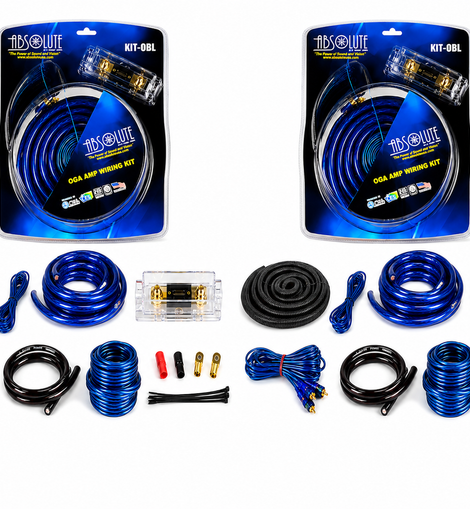 2 Absolute KIT0BL Complete 0 Gauge Blue Amp Kit with RCA Interconnect Cable Blue