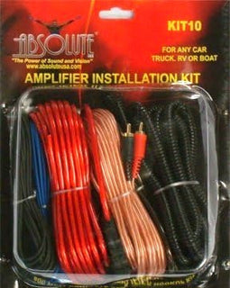 Absolute  KIT10 10 Gauge 800 Watt Complete Amplifier Hookup Installation Kit for any Car Truck RV ATV Boat