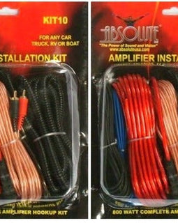 2 Absolute  KIT10 10 Gauge 800 Watt Complete Amplifier Hookup Installation Kit for any Car Truck RV ATV Boat