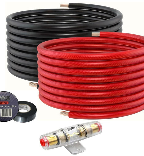 Absolute KIT4-25RBT-AGU 50 Feet 25' Red 25' Black 4 Gauge Power Wire AGU Tape