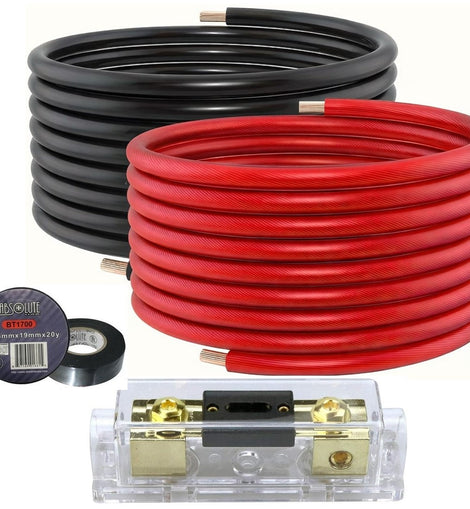 Absolute KIT4-25RBT-ANL 50 Feet 25' Red 25' Black 4 Gauge Power Wire ANL Tape