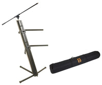 MR DJ KSPRO1500B PRO 2-Tier Black Column Keyboard Stand W Mic Boom Arm + Case