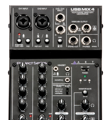 ART USBMIX4 4 Channel USB Recording Mixer