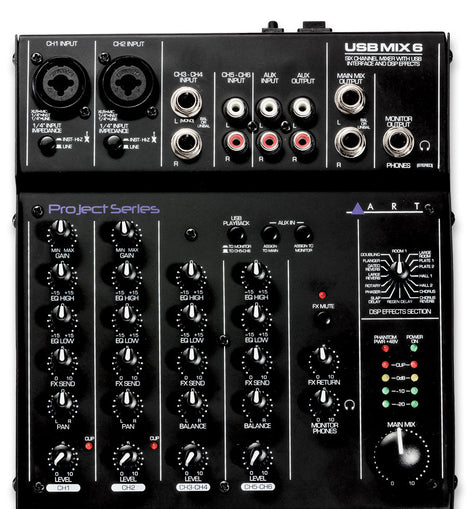 ART USBMIX6 6 Channel USB Recording Mixer w/Fx