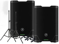 2 Mackie SRT215 15" 1600-watt Professional Powered Loudspeaker & Stand & Cable
