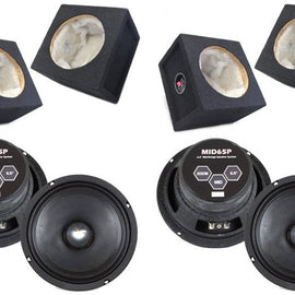 2 Absolute MID65P 6.5" 500W Mid-Range Aluminum Bullet Loudspeaker + Flat Box