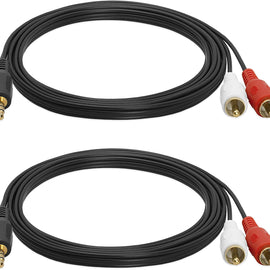 2 Absolute USA Y Cable Splitter 1-Mini Plug, 2-RCA Plugs (6 feet)