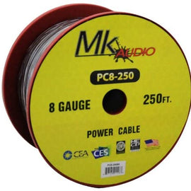 2 Mk Audio PC8-250BK 8 Gauge Black Multi-Strand 250 Feet Power Ground Wire Cable (Total 500 Feet)