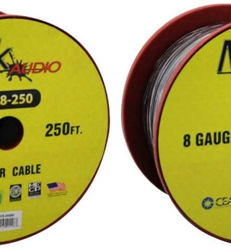 2 Mk Audio PC8-250BK 8 Gauge Black Multi-Strand 250 Feet Power Ground Wire Cable (Total 500 Feet)