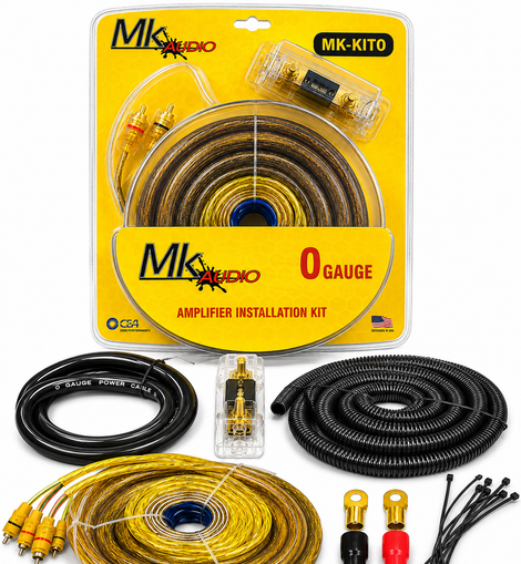 MK Audio MK-KIT0 1/0 Gauge Yellow Amplifier Installation Wiring Kit Complete 3000W Car Audio Amp Kit