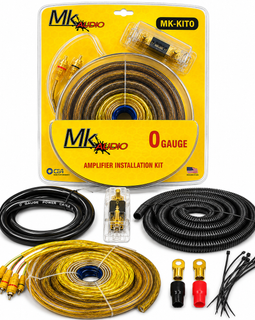 2 MK Audio MK-KIT0 1/0 Gauge Yellow Amplifier Installation Wiring Kit Complete 3000W Car Audio Amp Kit