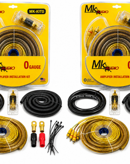 2 MK Audio MK-KIT0 1/0 Gauge Yellow Amplifier Installation Wiring Kit Complete 3000W Car Audio Amp Kit