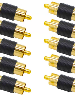 10 Pack Male to Male Gold RCA cable cord Coupler Joiner barrel Connectors
