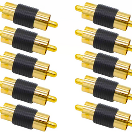 10 Pack Male to Male Gold RCA cable cord Coupler Joiner barrel Connectors