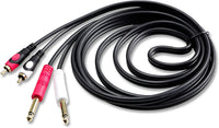 CDQR25 25 Feet Dual 1/4" TS Mono to Dual RCA Male Pro DJ PA Audio Cable