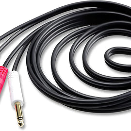 CDQR25 25 Feet Dual 1/4" TS Mono to Dual RCA Male Pro DJ PA Audio Cable