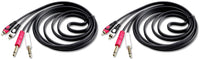 2 Pair CDQR12 12 Feet Dual 1/4" TS Mono to Dual RCA Male Pro DJ PA Audio Cable