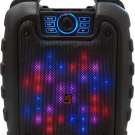 MR DJ DISCO 5.25" Portable Powerful PA Bluetooth Speaker Karaoke Machine with Sound Activated Lights, Battery Powered, FM Radio, USB/Micro SD Card, & LED Party Light