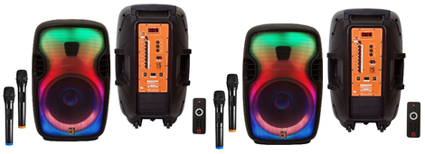 2 MR DJ FLAME3500LED PRO Portable 15” 2-Way Full-Range Powered/Active DJ PA Multipurpose Live Sound Loudspeaker