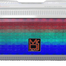 Mr. Dj Matrix White Bluetooth Speaker<br/>Wireless Bluetooth Speaker Karaoke Machine with Sound Activated Lights, FM Radio, USB/Micro SD Card, & LED Party Light Perfect for Party