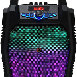 Mr. Dj PartyRock Bluetooth Speaker<br/>(Party Rock) 8" Portable Powerful PA Bluetooth Speaker Karaoke Machine with Sound Activated Lights, Battery Powered, FM Radio, USB/Micro SD Card, & LED Party Light Perfect for Party