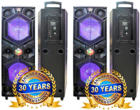 2 MR DJ VEGAS Double 15" 3-Way Full-Range Powered/Active DJ PA Multipurpose Live Sound Bluetooth Loudspeaker