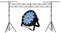 MR DJ LS560 10FT Portable PRO Audio PA DJ Lightweight Aluminum Lighting Truss + MEGA354 SlimPAR 54 Low Profile RGB LED Par