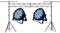 MR DJ LS560 10FT Portable PRO Audio PA DJ Lightweight Aluminum Lighting Truss + 2 MEGA354 SlimPAR 54 Low Profile RGB LED Par