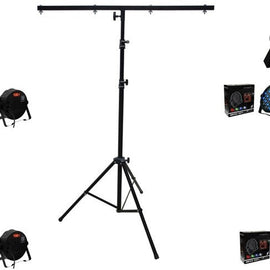 MR DJ LS100 Stand & 4 MEGA354 Slim Disco DJ Party Club Stage Show Lighting Flat Par Wash Lighting