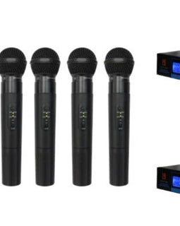 2 Mr Dj 4 CH Pro VHF Wireless Handheld DJ KTV Stage Microphone PA 4 Mic System